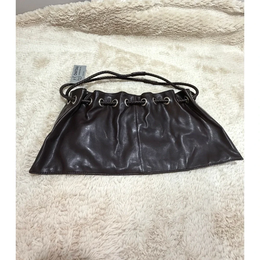 Y2K Whimsigoth 90s Vintage Retro Goth NWT Faux Leather Drawstring Shoulder Bag
